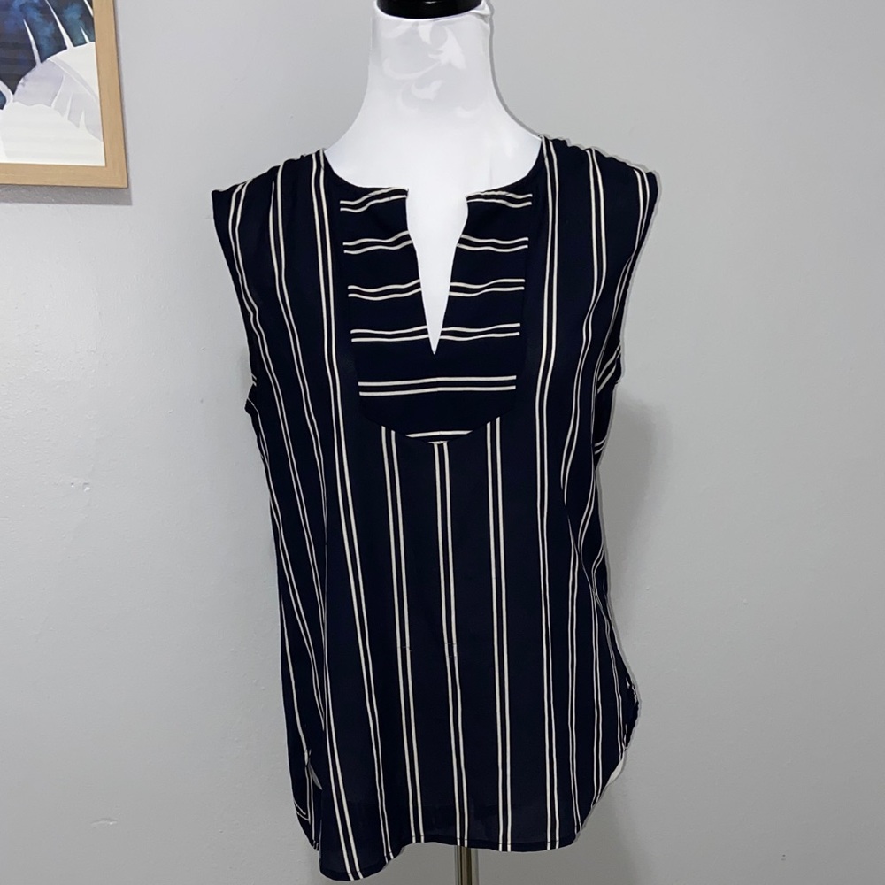 J.Crew striped split neck blouse